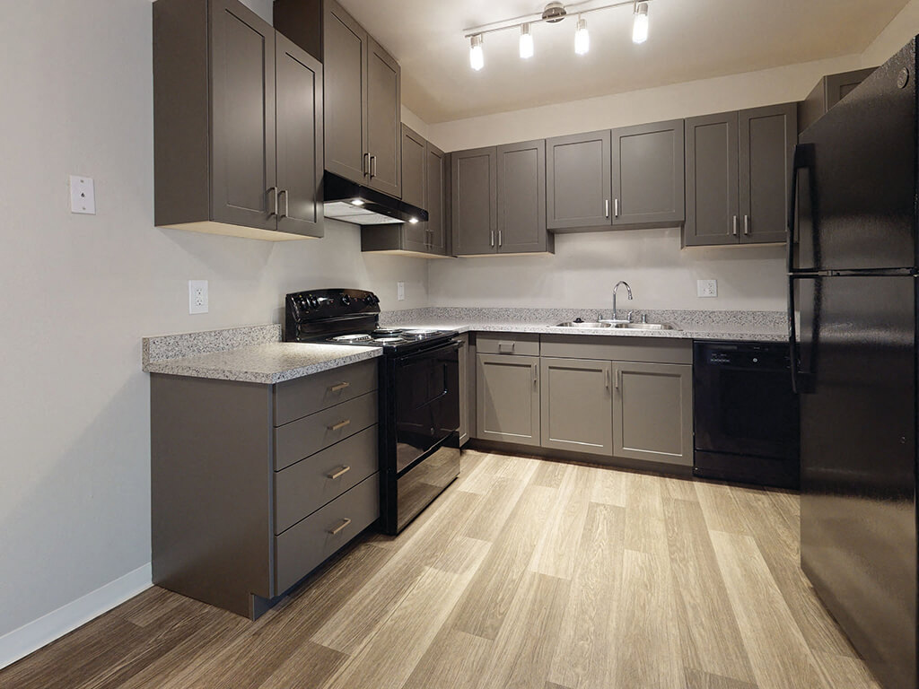 Vacant Two Bedroom Kitchen Wide at Park Villas Apartments in National City CA